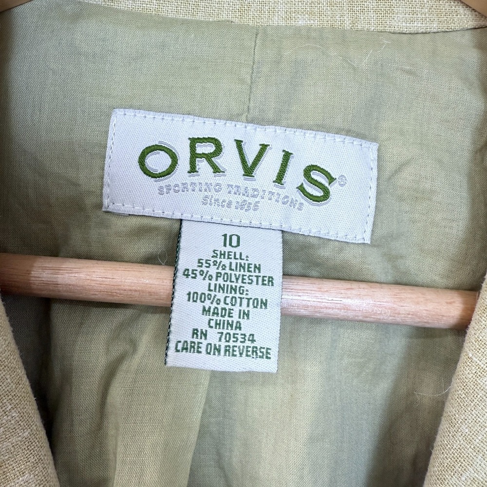 Orvis Linen Blend Blazer Jacket Size 10 Sage Green Lightweight Casual - Picture 2 of 8
